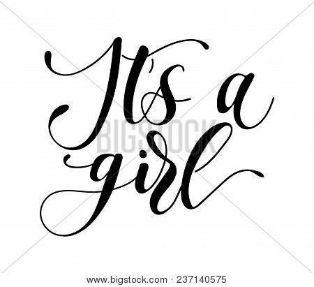 Baby Girl Shower Modern Lettering Inscription For Baby Shower Party Invitation Or Greeting Card. Cal