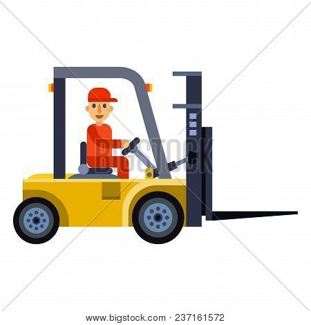 Truck Loader Worker Man Character Vector Shipping Car Vehicle Cargo Transportation By Road. Delivery