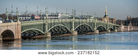 The Troitsky Bridge Across The Neva