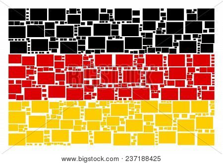 Germany State Flag Composition Done Of Filled Rectange Pictograms. Vector Filled Rectange Icons Are 