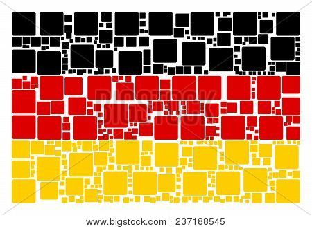 German Flag Concept Constructed Of Filled Square Pictograms. Vector Filled Square Pictograms Are Org