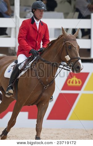 VALENCIA, SPAIN - MAY 7: Rider Cayetano M. de Irujo, Horse Magnum du Verron, Spain in the Global Champions Tour Valencia 2010 equestrian - the City of Arts and Sciences of Valencia, May 7, 2010