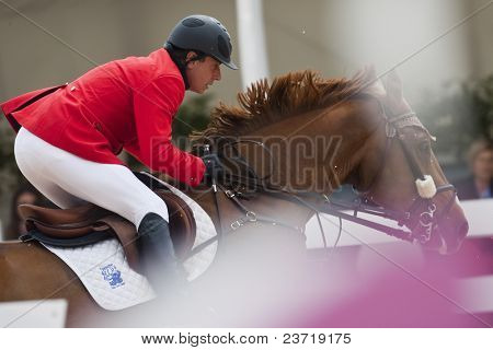 VALENCIA, SPAIN - MAY 7: Rider Cayetano M. de Irujo, Horse Magnum du Verron, Spain in the Global Champions Tour Valencia 2010 equestrian - the City of Arts and Sciences of Valencia, May 7, 2010