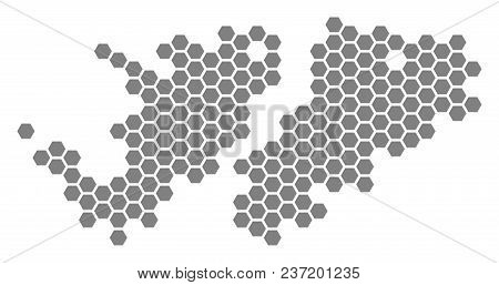 Gray Hexagonal Falkland Islands Map. Vector Geographical Map In Grey Color On A White Background. Ve