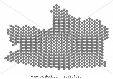 Grey Hexagon Kaliningrad Region Map. Vector Geographical Map In Grey Color On A White Background. Ve