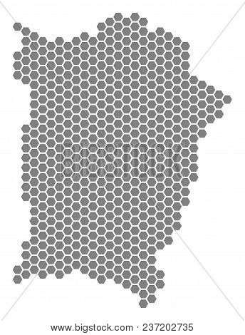 Gray Hexagonal Penang Island Map. Vector Geographical Map In Grey Color On A White Background. Vecto