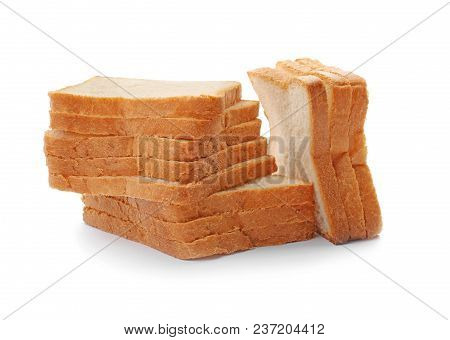 Sliced Tatsy Toast Bread On White Background