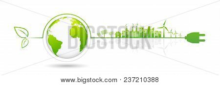 Banner Design Elements For Sustainable Energy Development, Environmental And Ecology Concept, Vector