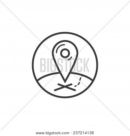 Black And White Marker Icon In The Round Frame