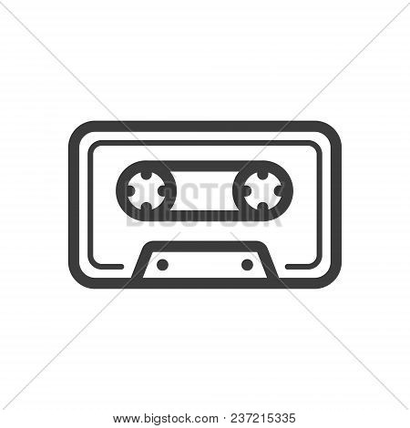Black And White Icon Of Old School Music Cassette