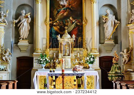Bialystok, Poland - April 30, 2012: Decoration, Interior Details And Religious Scenes Of Cathedral B