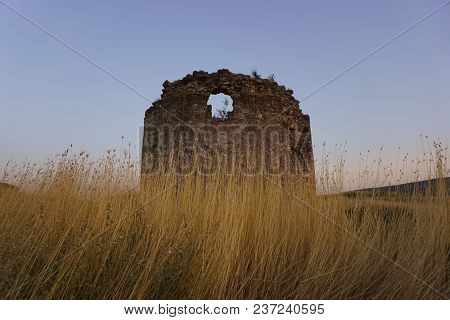 Fortress Kalamita, Inkerman, Crimea, Russia. Sunset Time Over Black Sea, Backlight Landscape