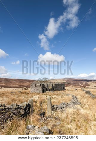 A Derelict Abandoned And Edwardian Farmhouse On The Moorland Of Calderdale In West Yorkshire