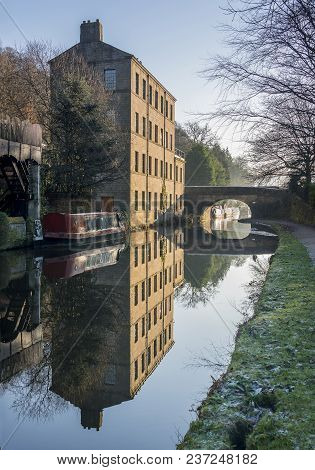 A Section Of The Rochdale Canal As It Passes Through Hebden Bridge In Calderdale West Yorkshire