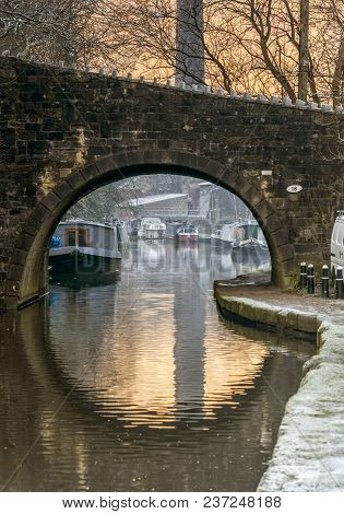 A Section Of The Rochdale Canal As It Passes Through Hebden Bridge In Calderdale West Yorkshire