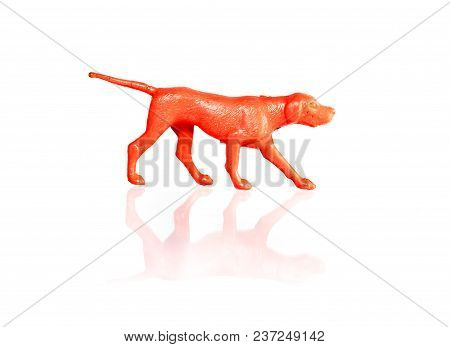 Red Dog Figure On White Background, Russian Hound