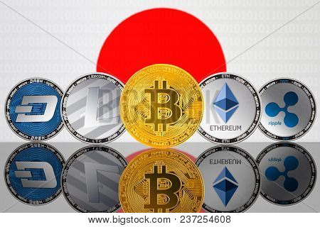 Cryptocurrency Coins - Bitcoin (btc), Litecoin (ltc), Ethereum (eth), Ripple (xrp), Dash On The Back