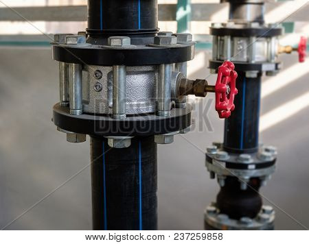 Butterfly Valve Controlling The Discharge Of Water In The Plumbing Line.