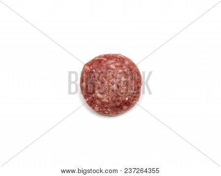Ribs Of Smoked Sausage On A White Background, Food, Isolate