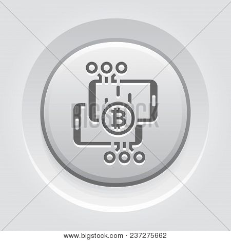 Bitcoin Transaction Button Icon. Modern Computer Network Technology Sign. Digital Graphic Symbol. Ca