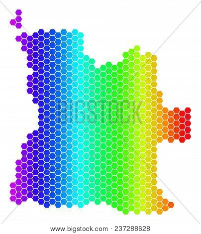 Spectrum Hexagonal Angola Map. Vector Geographic Map In Bright Colors On A White Background. Spectru