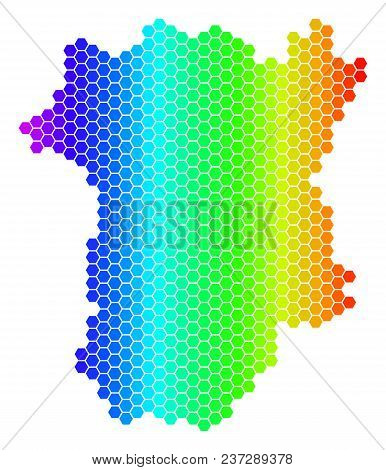 Hexagon Spectrum Chechnya Map. Vector Geographic Map In Bright Colors On A White Background. Spectru