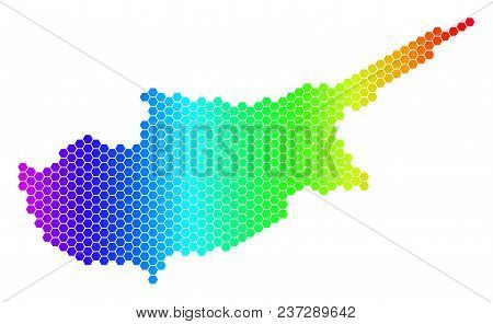 Hexagon Spectrum Cyprus Countries Map. Vector Geographic Map In Bright Colors On A White Background.