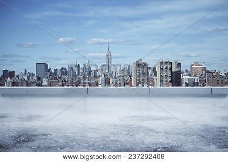 Creative Bright Conrete City Background With Copy Space