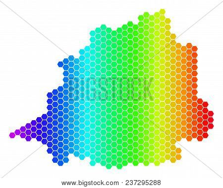 Hexagon Spectrum Vatican Map. Vector Geographic Map In Bright Colors On A White Background. Spectrum