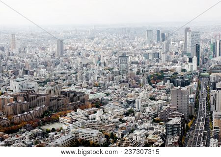 Panoramic View Of Tokyo From Roppongi Mori Tower Rooftop Observatory