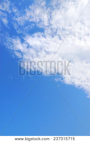 Beautiful Nature Blue Sky With Clouds, Sky Clouds Background, Cloudscape Concept. Space For Text In 