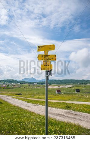 A Yellow Pointer Indicates The Direction Of The Routes.