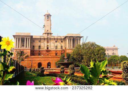 Illuminated Presidents House In India. Rashtrapati Bhavan