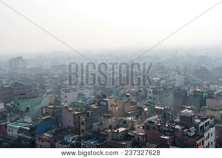 Aerial View On Chaos Of Colored Buildings - The Heap Of Houses In The Asian Cities Caused By Big Hum