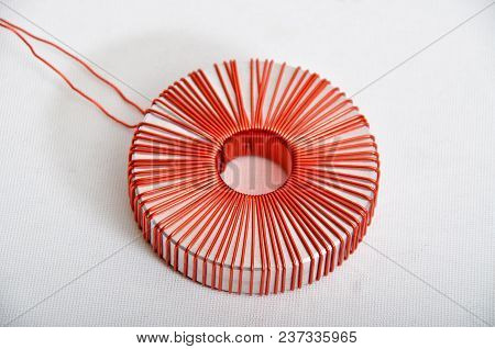 Transformer copper coil isolated on a white background