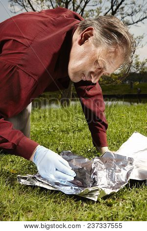 Man Looking For Falling Meteorite Made Happy Find On Spring Meadow