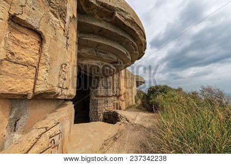 Ancient Bunker Of The Second World War (wwii) In The Gulf Of La Spezia (punta Bianca), Liguria, Ital