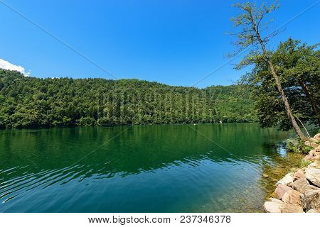 Lago Di Levico (lake Of Levico Terme) In Valsugana, Trentino Alto Adige, Northern Italy, Europe