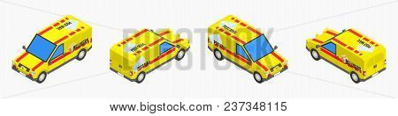 Yellow Post Isometric Truck. Illustration. Stock Vector Image