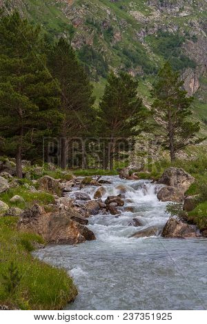 Colorful View Of Green Mountains And River