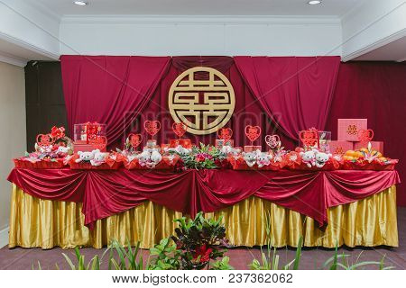 Colorful Themed Engagement Tingjing Stage Decoration Asian With Proposal And Shuang Xi Double Happin