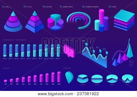Vector Isometric Infographic Element Set. Colorful Infographic Design. Design Elements For Business 