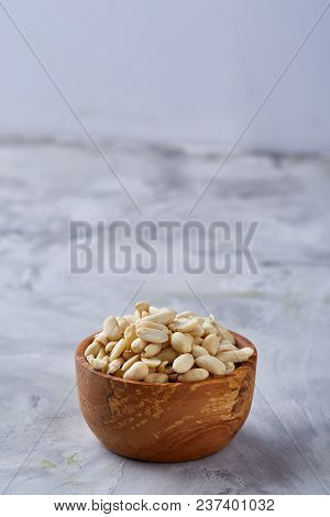 Pile Of Peelled Peanuts Isolated On White Textured Background, Background, Top View, Close-up, Selec