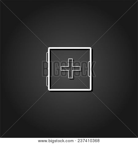 Medicine Chest Icon Flat. Simple White Pictogram On Black Background With Shadow. Vector Illustratio