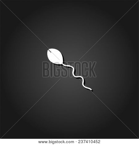 Sperm Icon Flat. Simple White Pictogram On Black Background With Shadow. Vector Illustration Symbol
