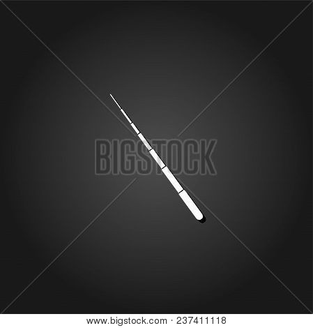 Telescopic Baton Icon Flat. Simple White Pictogram On Black Background With Shadow. Vector Illustrat