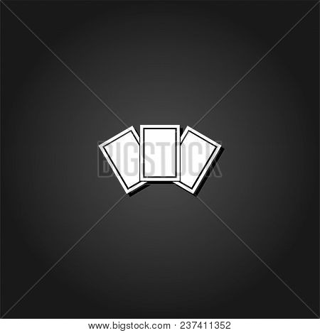 Photo Card Icon Flat. Simple White Pictogram On Black Background With Shadow. Vector Illustration Sy