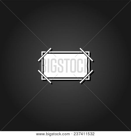 Picture Frame Icon Flat. Simple White Pictogram On Black Background With Shadow. Vector Illustration