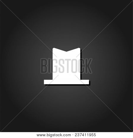 Top Hat Icon Flat. Simple White Pictogram On Black Background With Shadow. Vector Illustration Symbo