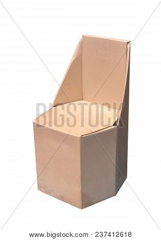 Paper Chair Made From Recycle Cardboard Isolated On White Background